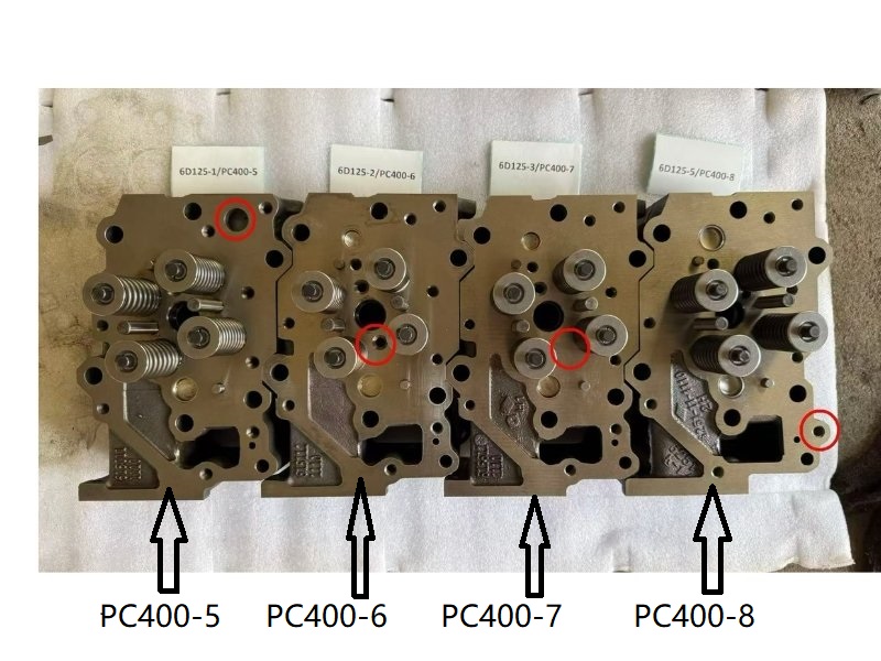 Komatsu S6D125 PC400-5 / PC400-6 / PC400-7 / PC400-8 Cylinder Head Core Differences